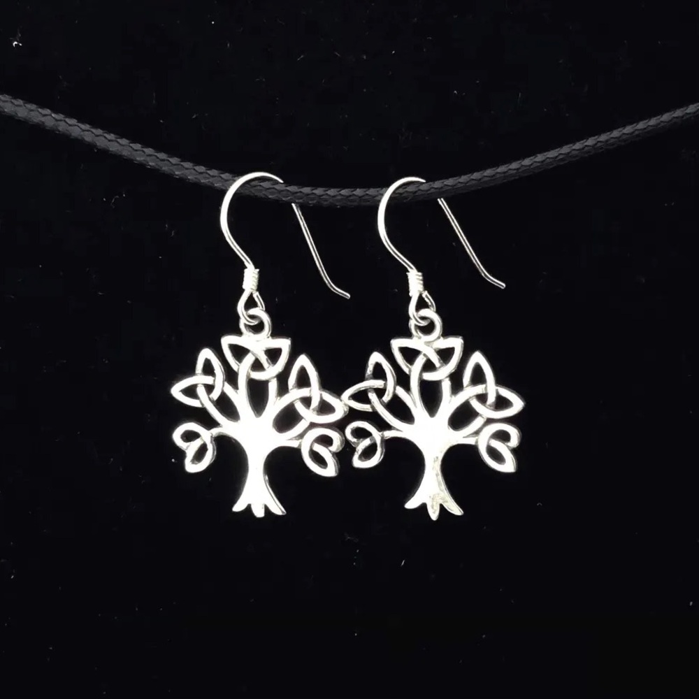 925 Sterling Silver Celtic Tree of Life Dangle Earrings